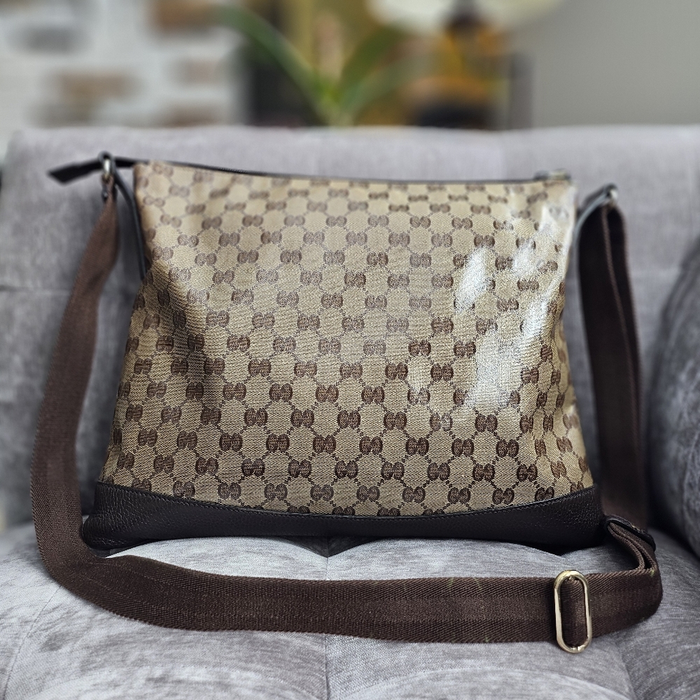 Gucci Crystal Monogram Medium Flat Messenger Bag … - image 2